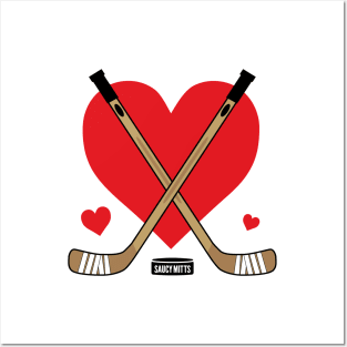 Love Heart Hockey Sticks Posters and Art